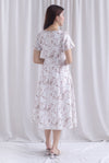 Efisio Porcelain Sleeved Seam Midi Dress In Brown