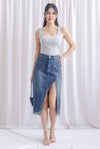 Eliza Slit Fray Denim Skirt