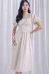 Esme Puffy Sleeve Empire Maxi Dress In Ecru