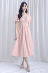 Esme Puffy Sleeve Empire Maxi Dress In Pink