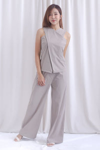Estelle Cross Over Overlap Top In Taupe