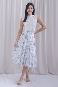 Evan Porcelain Tiered Skirt In Blue