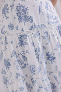 Evan Porcelain Tiered Skirt In Blue