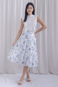 Evan Porcelain Tiered Skirt In Blue