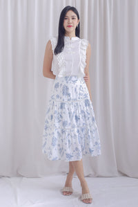 Evan Porcelain Tiered Skirt In Blue