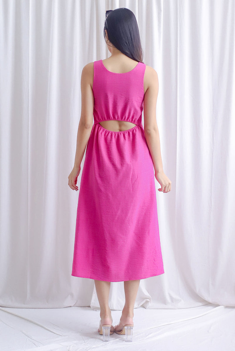 Fern Sleeveless Cut Out Back Maxi Dress In Hot Pink