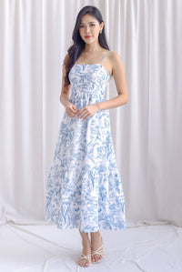 Fleur Double Spag Pleat Maxi Dress In Teal Porcelain