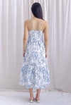 Fleur Double Spag Pleat Maxi Dress In Teal Porcelain