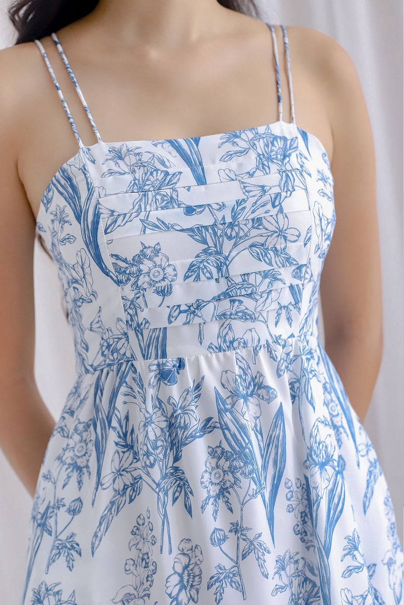 Fleur Double Spag Pleat Maxi Dress In Teal Porcelain