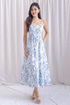 Fleur Double Spag Pleat Maxi Dress In Teal Porcelain