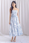 Fleur Double Spag Pleat Maxi Dress In Teal Porcelain