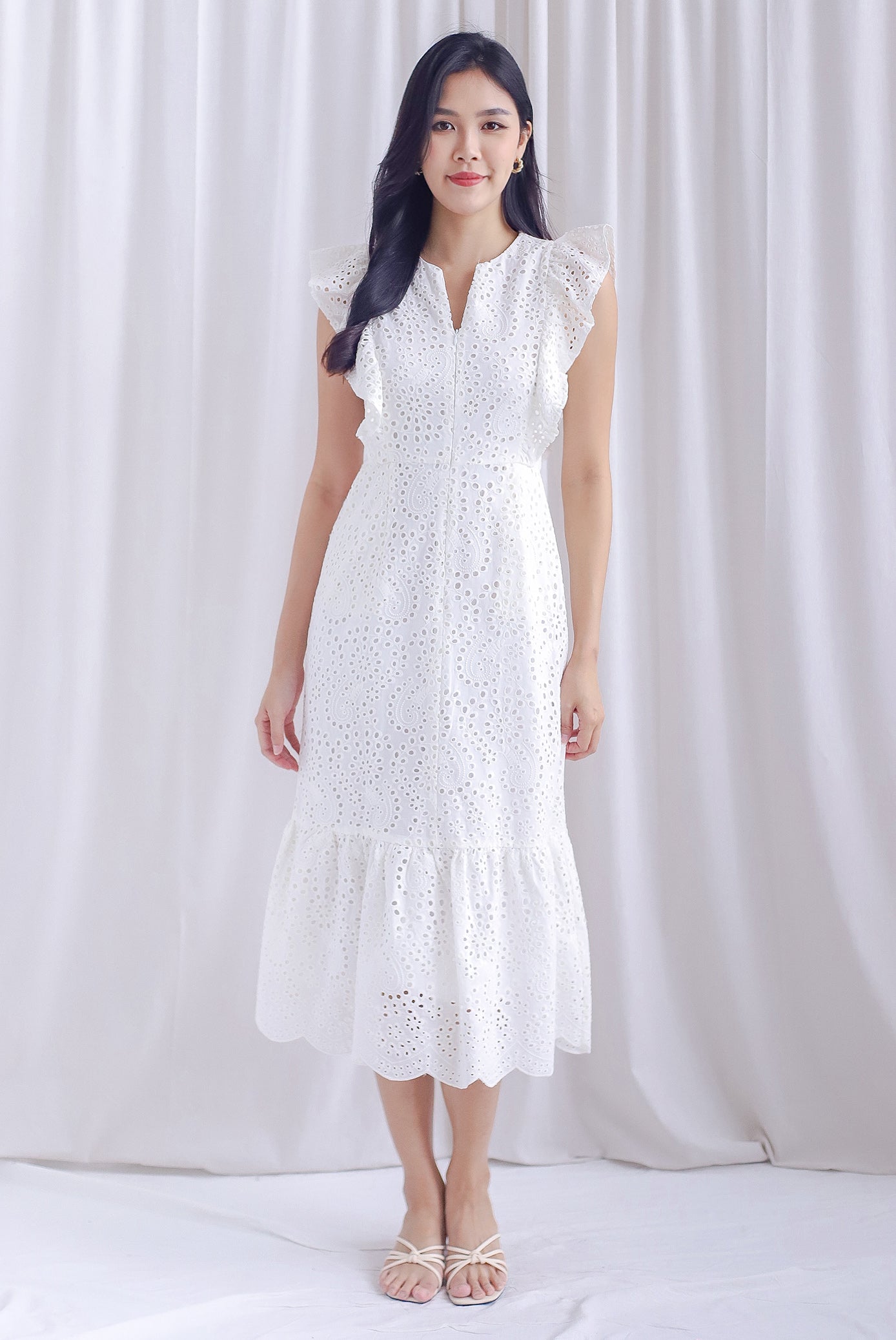 Eyelet flutter dress sale