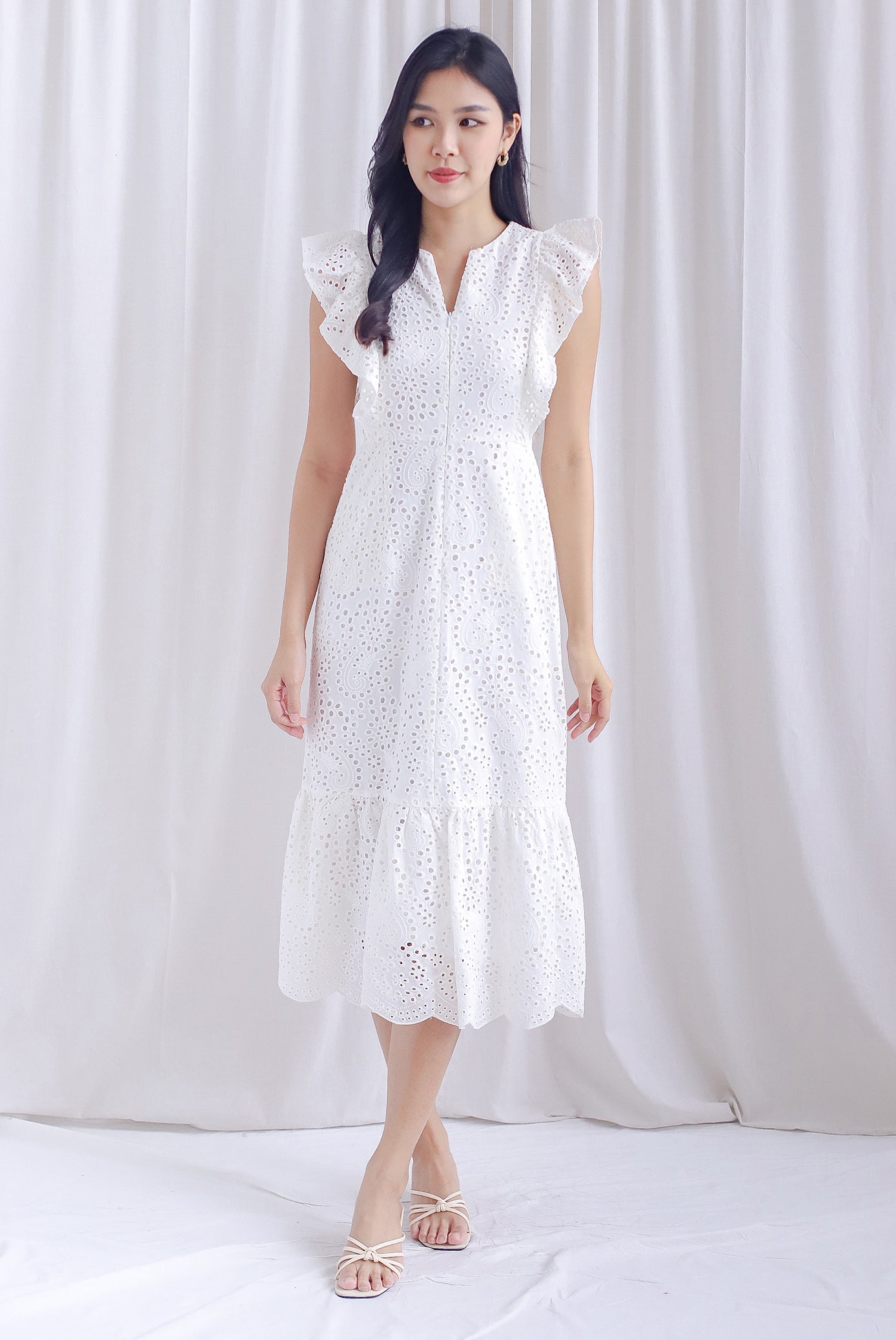 Eyelet flutter outlet dress