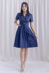 Ford Sleeved Denim Buttons Dress In Dark Denim