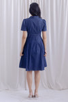 Ford Sleeved Denim Buttons Dress In Dark Denim