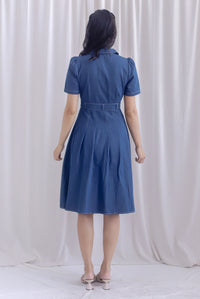 Ford Sleeved Denim Buttons Dress In Mid Denim