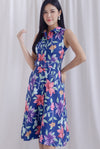 Frances Hidden Front Zip Shirt Dress In Navy Blue