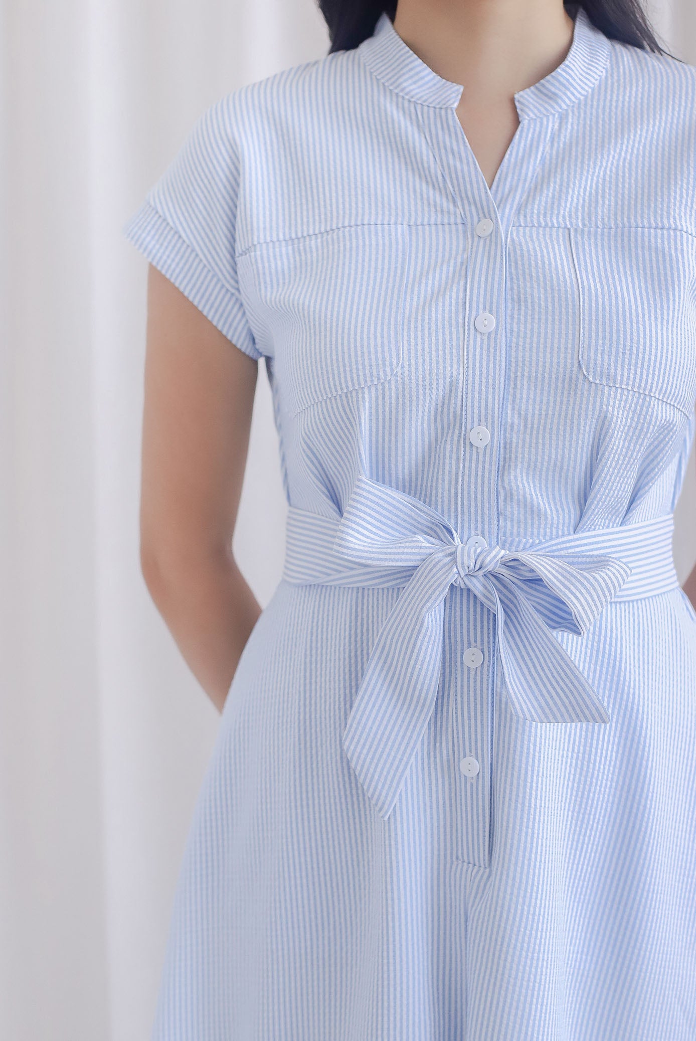 Francisco Stripes Shirt Dress In Blue