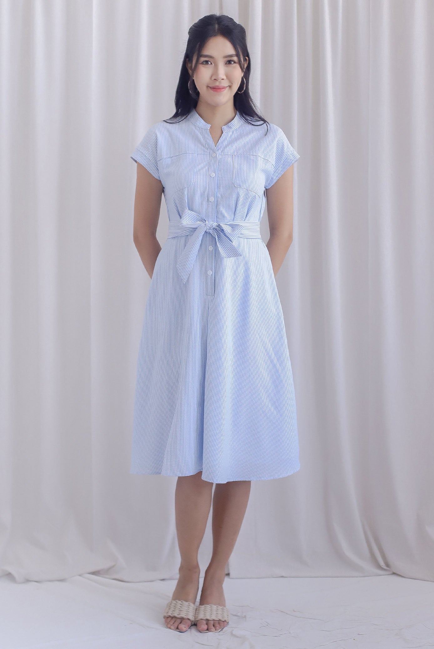 Francisco Stripes Shirt Dress In Blue