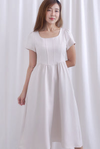 Gabrielle Panel Empire Waist Midi Skater Dress In Cream