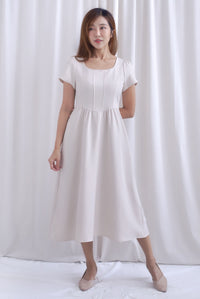 Gabrielle Panel Empire Waist Midi Skater Dress In Cream