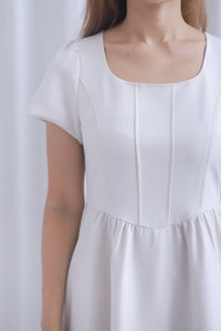 Gabrielle Panel Empire Waist Midi Skater Dress In Cream