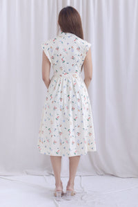 Garden Prints Buttons Down Shirt Dress In Cream