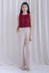 Gioia Pleated Cut In Top In Wine Red