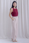 Gioia Pleated Cut In Top In Wine Red