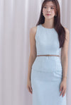 Gisele Tweed Top In Seafoam