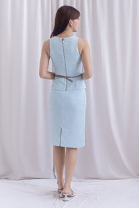 Gisele Tweed Top In Seafoam