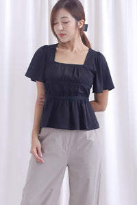 [BY TDC LABEL] Giselle Flutter Sleeve Lattice Top In Black