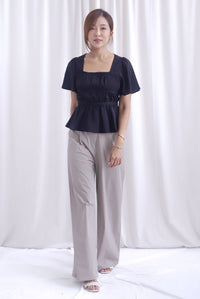 [BY TDC LABEL] Giselle Flutter Sleeve Lattice Top In Black