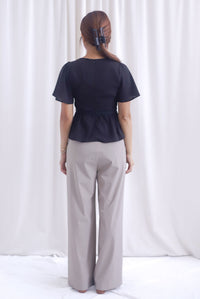[BY TDC LABEL] Giselle Flutter Sleeve Lattice Top In Black
