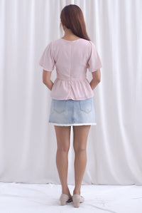 [BY TDC LABEL] Giselle Flutter Sleeve Lattice Top In Pink