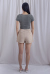 Greta Wave Waist Shorts In Khaki