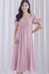 Grizelle Puffy Sleeve Lace Maxi Dress In Pink