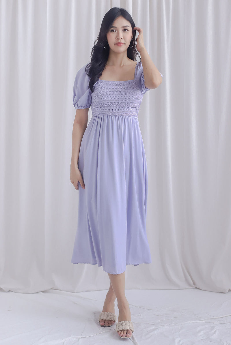 Grizelle Puffy Sleeve Lace Maxi Dress In Periwinkle