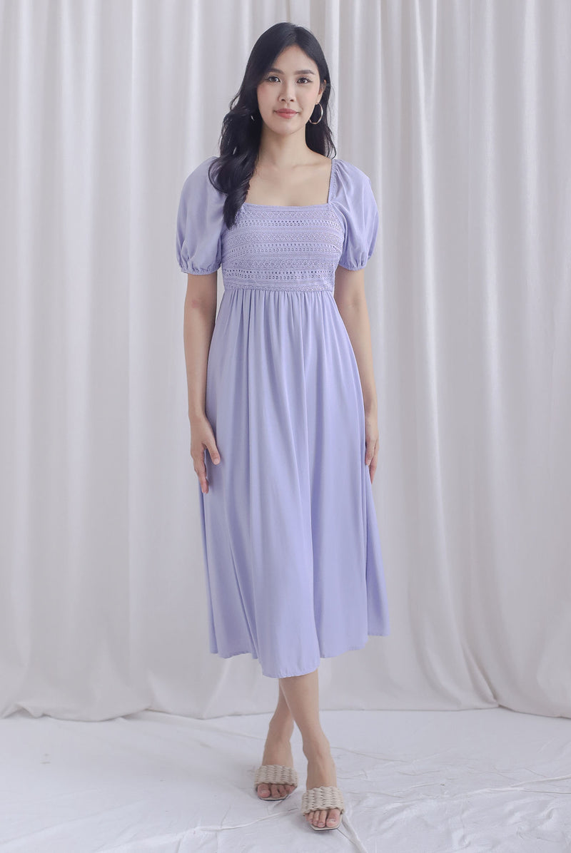 Grizelle Puffy Sleeve Lace Maxi Dress In Periwinkle