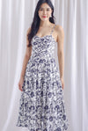 Gwendolyn Spag Tiered Maxi Dress In White Animals