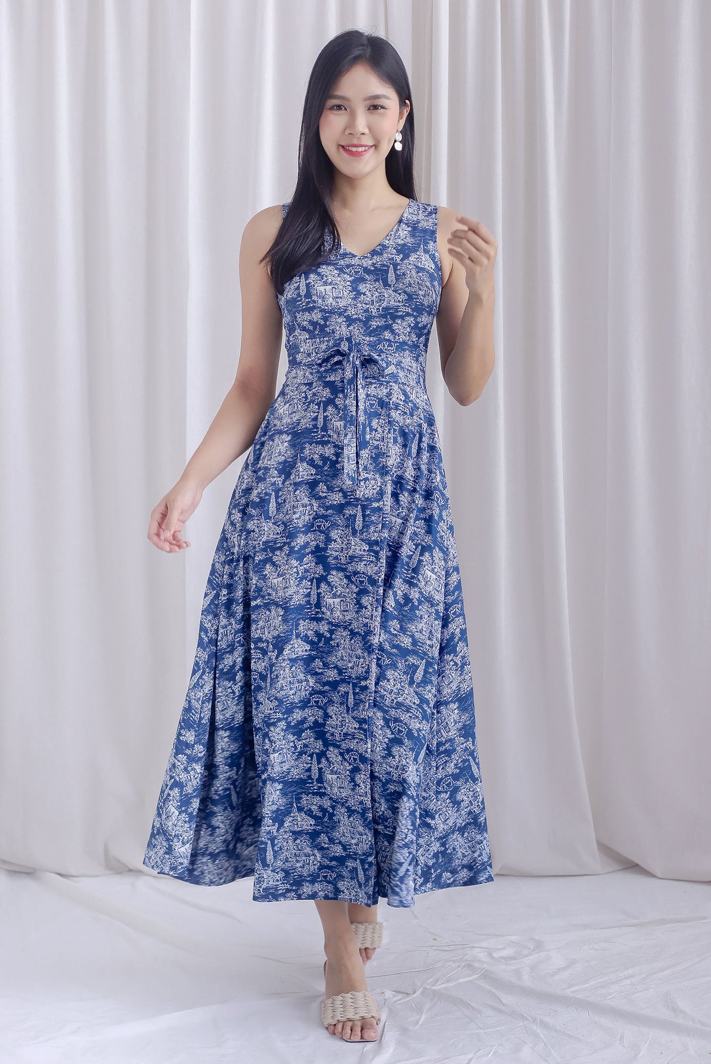 Haley Overlap Maxi Romper Dress In Navy Chinoiserie The Design Closets Haley Overlap Maxi Romper Dress In Navy Chinoiserie The Design Closets