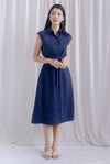 Hande Obi Belt Shirt Dress In Navy Blue