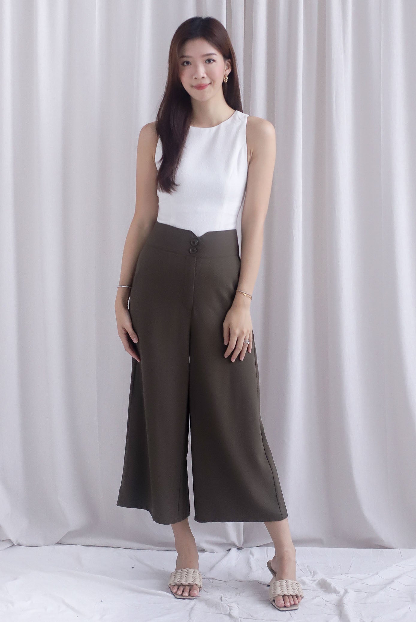 Harriet Tux Pants In Olive Brown