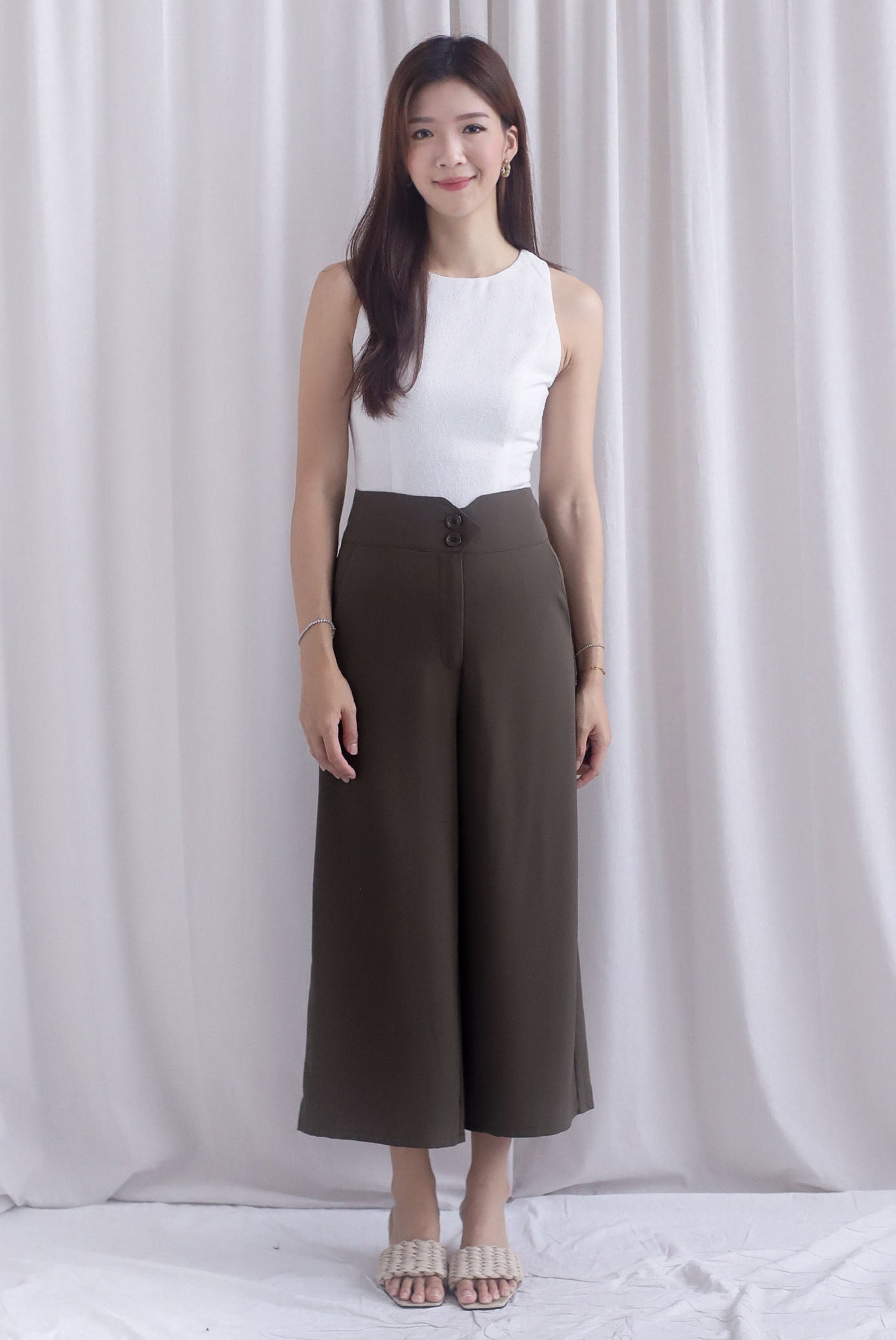 Harriet Tux Pants In Olive Brown