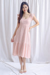 Hazeline Ruffle Straps Crinkled Dress In Nude Pink