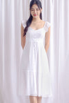 Hazeline Ruffle Straps Crinkled Dress In White