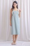 Heather Dungaree Midi Dress In Seafoam