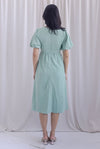 Heather Tie Ribbons Front Midi Dress in Seafoam