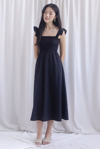 Henrietta Multi Way Smocked Maxi Dress In Black