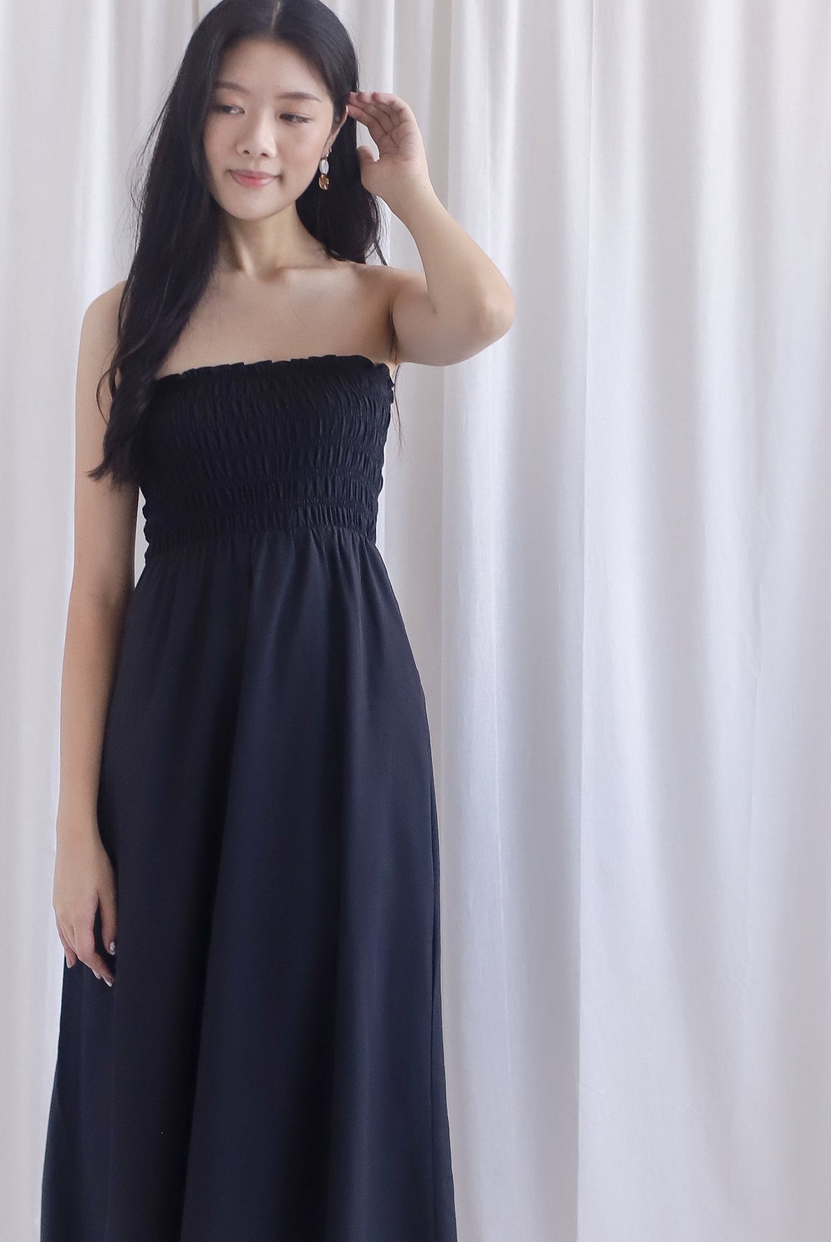 Henrietta Multi Way Smocked Maxi Dress In Black